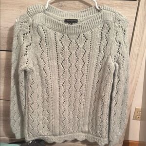 Banana Republic Gray Cable Knit Crew Neck Sweater